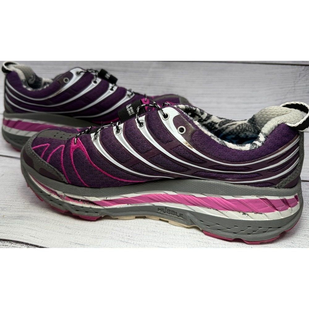 Hoka One One Womens Running Shoes Purple Grey Pink Size 8.5 Trail Running